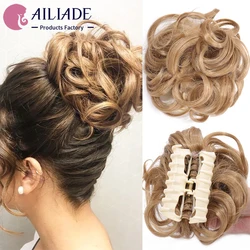 AILIADE Messy Curly Synthetic Hair Bun Donut Roller Chignon Wig Black Brown Claw Clip In Hairpiece for Women Hair Extension
