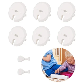 

6PCS Socket Cover+2PCS Key Security Baby Safety Anti-electric Shock Set Outlet Cover Childproof Electric Socket Protection Cover
