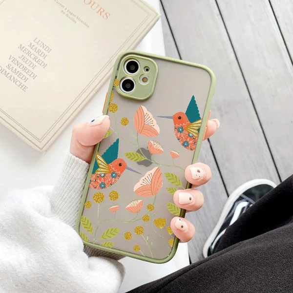 Blumen- und Vogelmuster Handyhülle für iPhone 17 16 Pro MAX XS XR X 12 14 11 13 15 Pro Max 16 Plus – Florale Farb-Rückseite mit Eulen- und Schwanen-Design – Detail 12