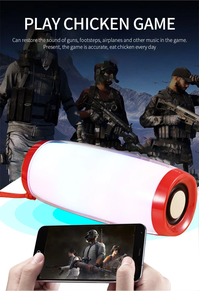 TG157 LED Flashing Light Bluetooth Speaker Portable With Rope Outdoor Loundspeaker 1200 mAh Fabric Waterproof Subwoofer FM Radio