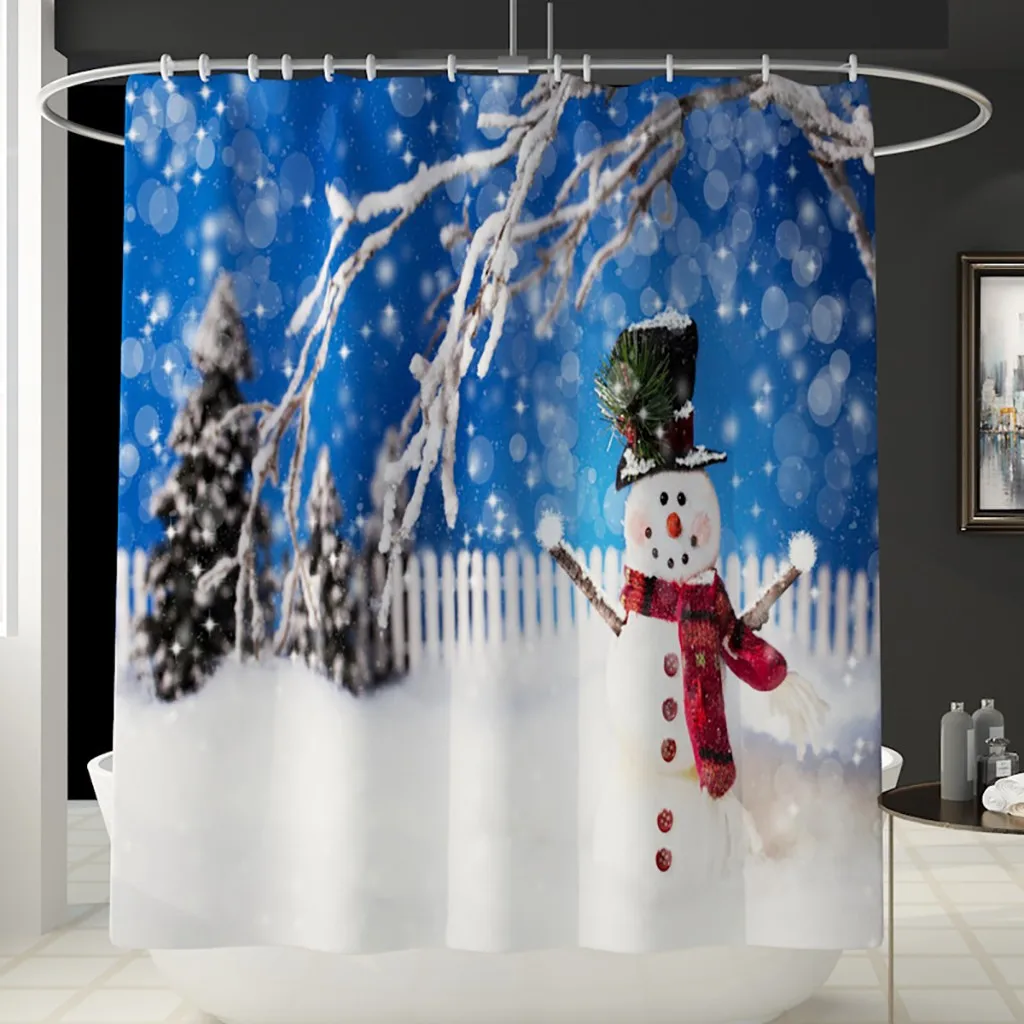 Ouneed, 4 шт., рождественские Мультяшные занавески для ванной, набор для душа, нескользящий узор, водонепроницаемые занавески для туалета, занавески для душа, s покрытие, набор ковриков
