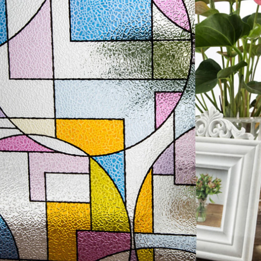 Декоративная текстурированная спальня без клея наклейки оконная пленка домашняя матовая волна круг ПВХ защита конфиденциальности пятно стекло статическое