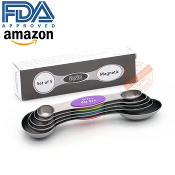 

Stainless Steel Colour Both Head Amount Spoon 5 Paper Set To Flavor Spoon Baking Metering Spoon Magnet