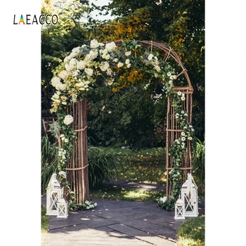 

Laeacco Wedding Backgrounds for Photography Floral Arch Light Foliage Photo Backdrop Marriage Bridal Shower Photophone Photocall