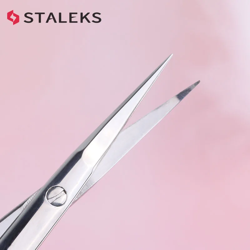 STALEKS Stainless Steel Dead Skin Scissors Russian Style Bending Eyebrow Scissors Zebra Pattern Exfoliating Nail Tools SX-20/1z 3