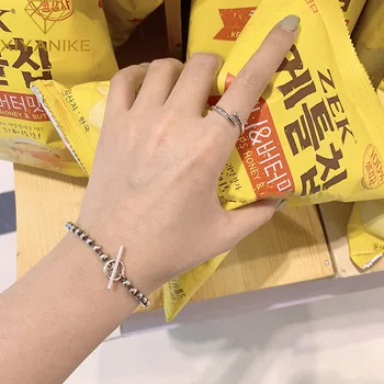 

XIYANIKE 925 Sterling Silver Round Ball Rice Beads Basic Bracelet Women Custom Retro Personality Simple Fashion Bracelet