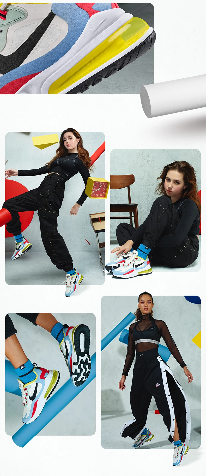 И аутентичный с Nike Air Max 270 реагируют Для женщин кроссовки дышащая и удобная спортивная обувь AT6174-101