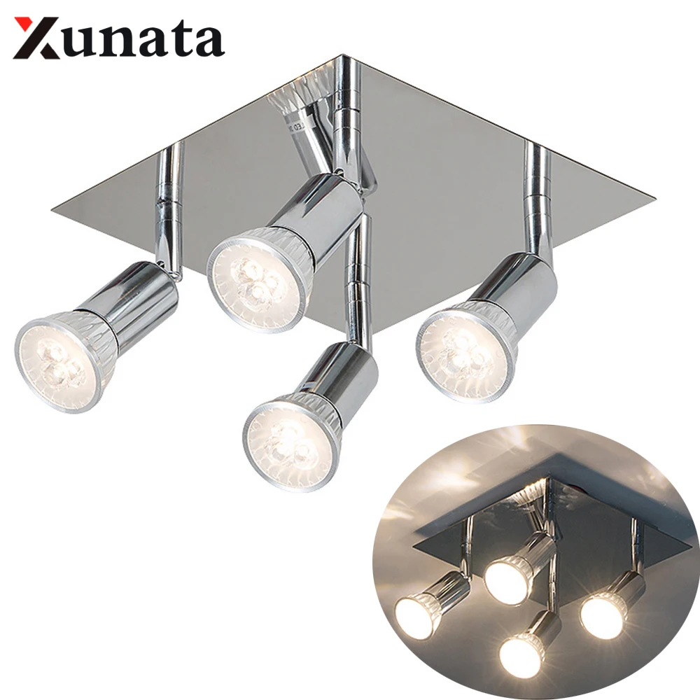 

AC85-240V GU10 LED Ceiling Light 360° Adjustable Rotatable Modern Pendant Ceiling Lamp 12W 4 Head LED Spotlight for Home