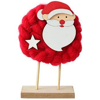 

Cute Sheep Wool Felt Christmas Wooden Tree Ornaments New Year Gifts Desktop Table Decorations