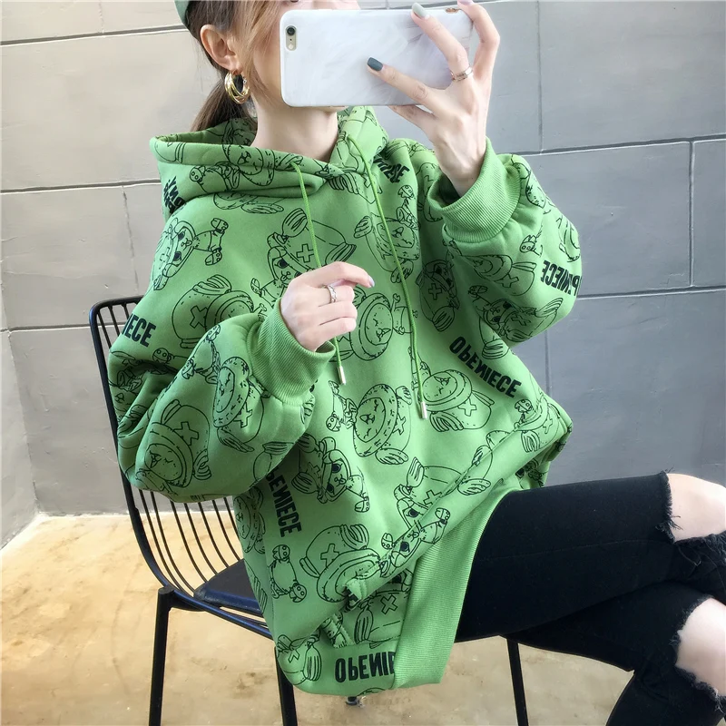 Аниме цельный худи для женщин и девушек Harajuku оранжевый авокадо Kpop Свитшот Тони
