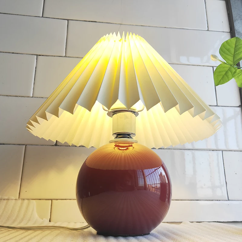 New Pleats Lampshade for Table Lamp Standing Floor Lamps Korean Style Pleated Lampshade Cute Desk Lamp Shade Bedroom Lamps E27