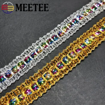 

10/30meters Meetee 1.4cm Polyester Golden Braided Lace Fabric DIY Stage Costume Decorative Ribbon Garment Sewing Accessories