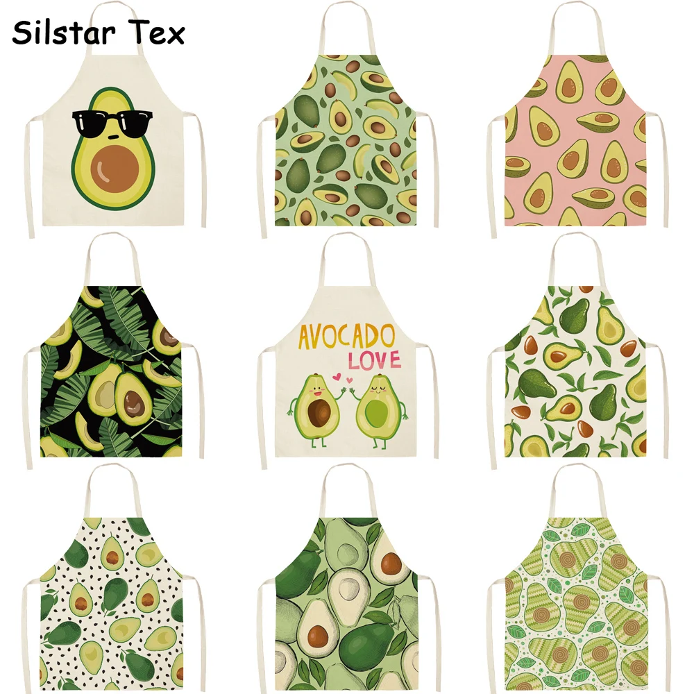 Silstar Tex Green Avocado Kids Aprons Women Haircut Bib Baby Bibs Anti-oil Household Cleaning Pinafore Chef Easy Clean
