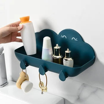 

Free Perforated Bathroom Storage Rack Wall Mount Cloud Shaped Household Storage Rack Multi-function Drain RackA2