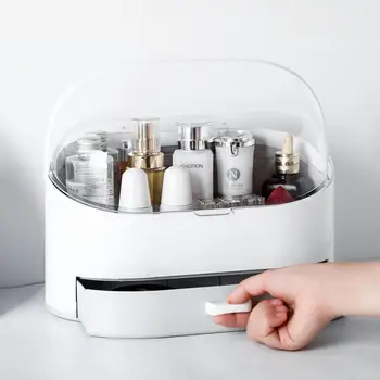 

Portable Desktop Makeup Organizer Lipstick Holder Drawers Type Cosmetic Layering Storage Box With Dustproof Flip Cover