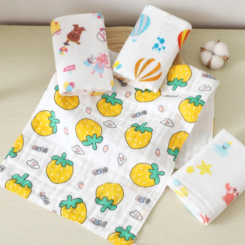 Детское Хлопковое полотенце 6 слоев Марли детское для новорожденных мягкое