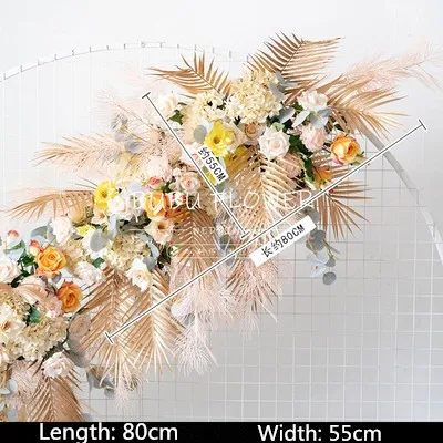 flower row 80cm Индивидуальный роскошный золотой искусственный ряд цветов, Цветочные шары, вечерние украшения для дома и семьи, Свадебные Рождественские украшения, настольные цветы - Цвет: flower row 80cm