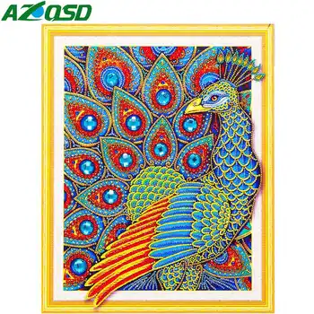 

AZQSD Special Shaped 5d Diamond Painting Peacock Animal Embroidery Cross Stitch Needlework Handmade Home Decor 40x50 Gift