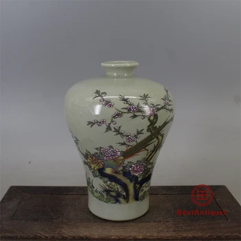 

Qing Yongzheng Famille Rose Plum Vase Flower Vase Antique Vase Decoration Porcelain Collection Home Decor Vintage Retro Ornament
