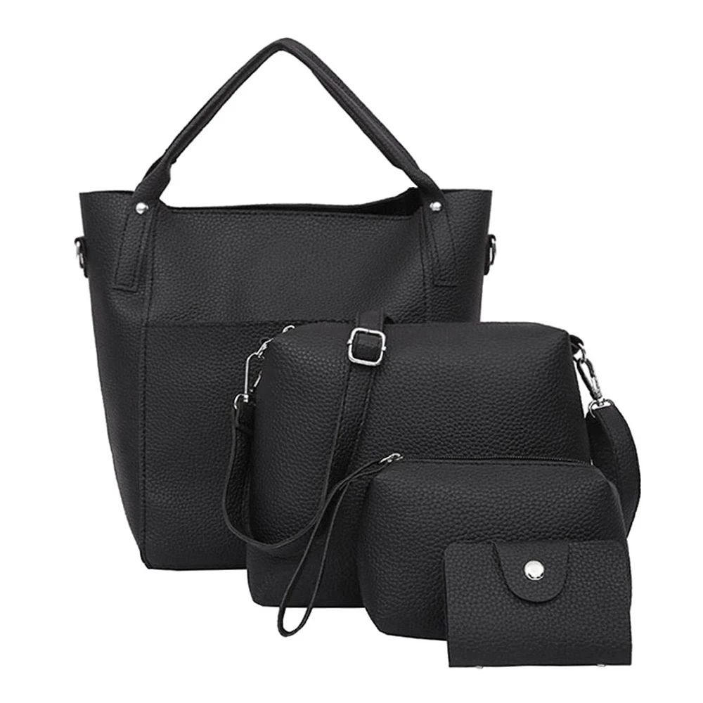 

Women Four Set Handbag Shoulder Bags Four Pieces Tote Bag Crossbody Wallet