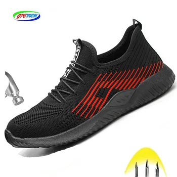 

breathable safety work shoes for men male steel toe cap construction boots safety shoes anti-smashing work boots