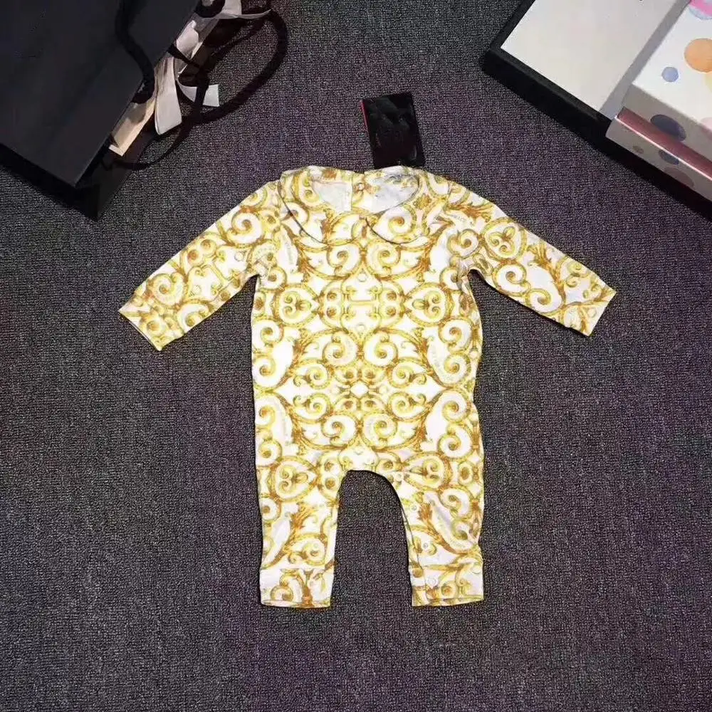 

2019 New Autumn&Spring Baby Boy&Girl Clothes Set Yellow Golden Flower Romper for Newborn Baby Jumpsuit Baby Clothing