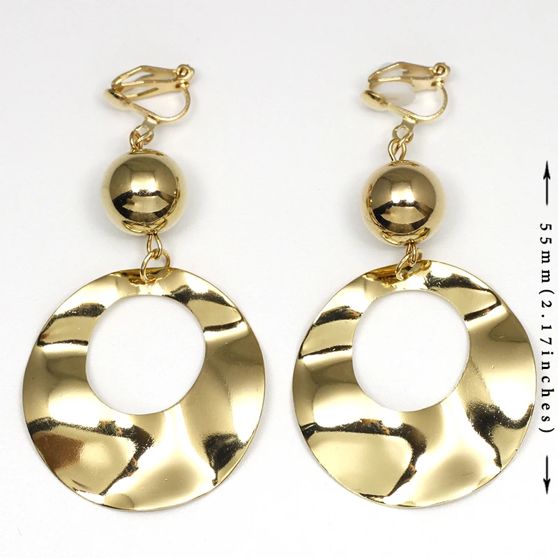 Irregular Metal Clip On Earrings Without Piercing Geometry Round No Ear Hole Earrings Simple Style Earring Jewelry CE381