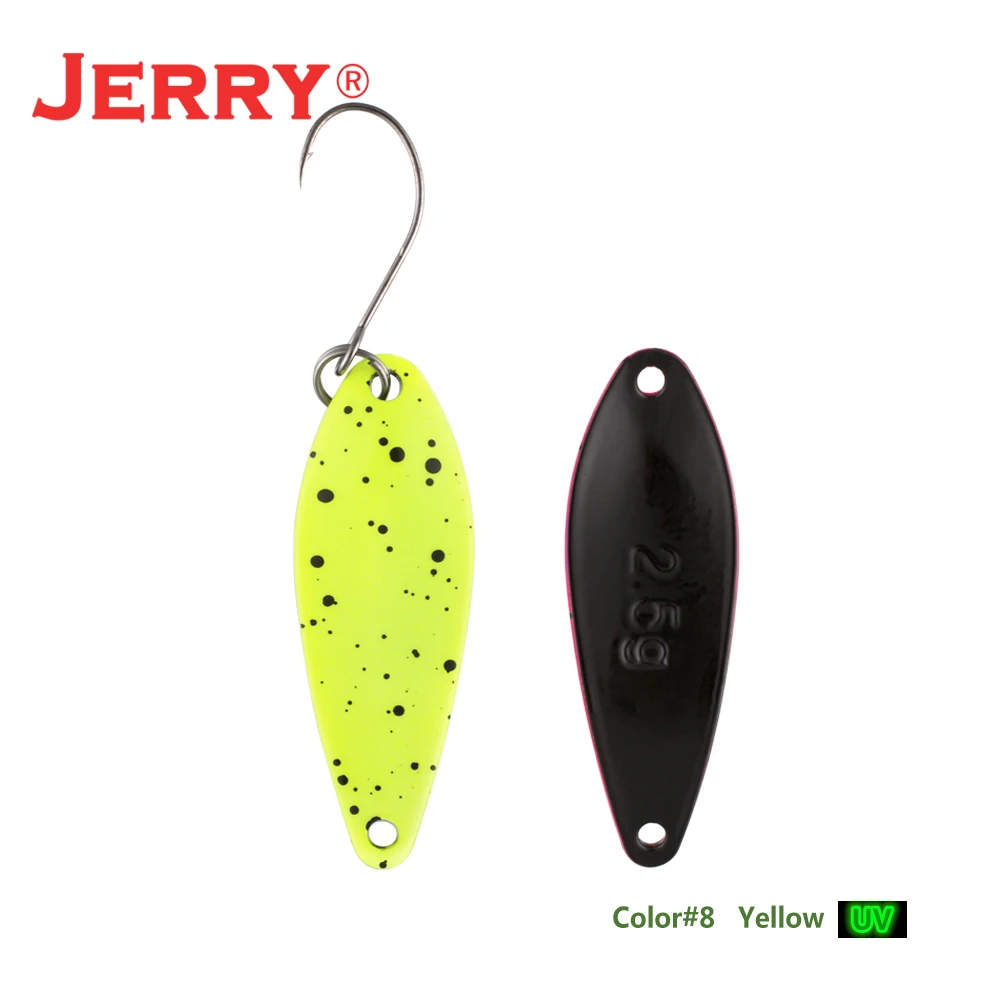 Jerry 1 шт., латунные рыболовные ложки pesca, яркие цвета, высокое качество, безделушки, форель, ложка, рыболовные приманки - Цвет: yellow