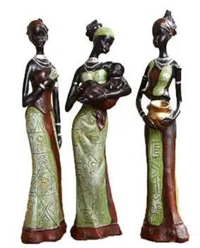 

3pcs/lot 6*5*20cm african woman people ornaments home decoration accessories craft Statue