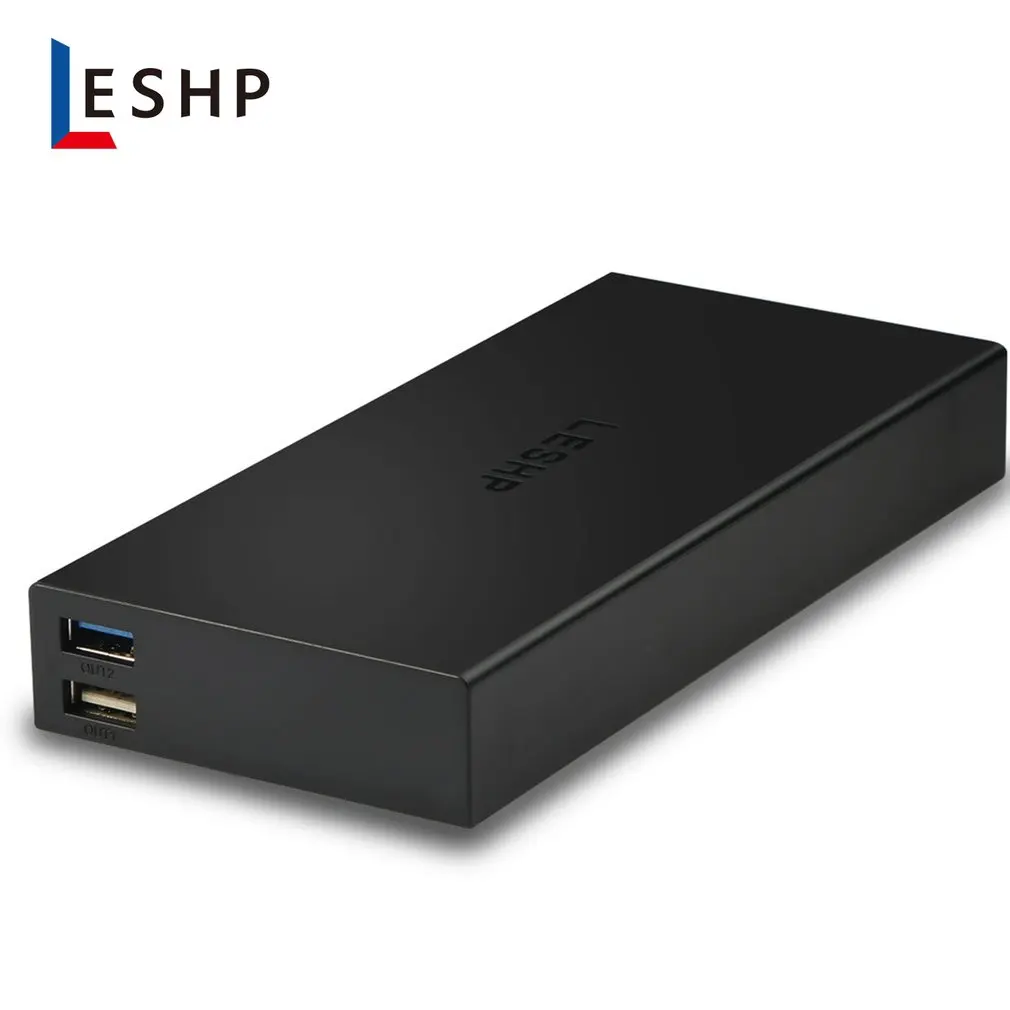 LESHP 19800mAh QC3.0 Dual-USB портативный удобный Внешний перезаряжаемый аккумулятор зарядное устройство Внешний аккумулятор черный