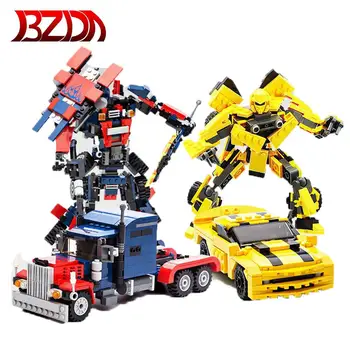 

BZDA Transformation Mecha Warrior Building Blocks City Technic Car Deformable Wasp Mecha brick Toys For Children Gift To Boy