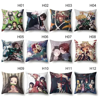 

Anime Demon Slayer Pillowcase Kimetsu No Yaiba Printed Pillow Cover Anime Grils Decorative Pillowcase Customize Gift 45x45cm