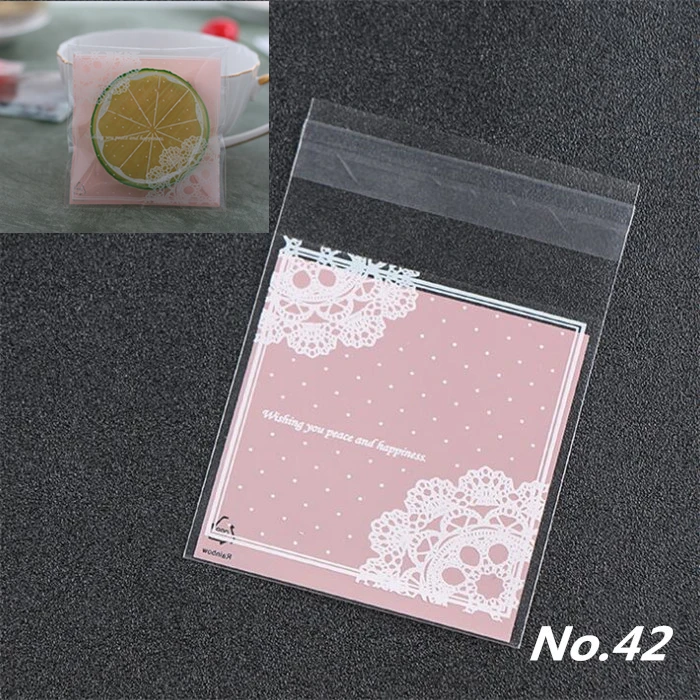 Pink Lace LBSISI Life 100 шт. 7*7+ 3 см пакеты для мыла для печенья, конфет, многоразового использования, подарочные пакеты для самостоятельной упаковки пищевых бобов, печенья, ручной работы, самоклеющиеся упаковочные пакеты - Цвет: Pink Lace
