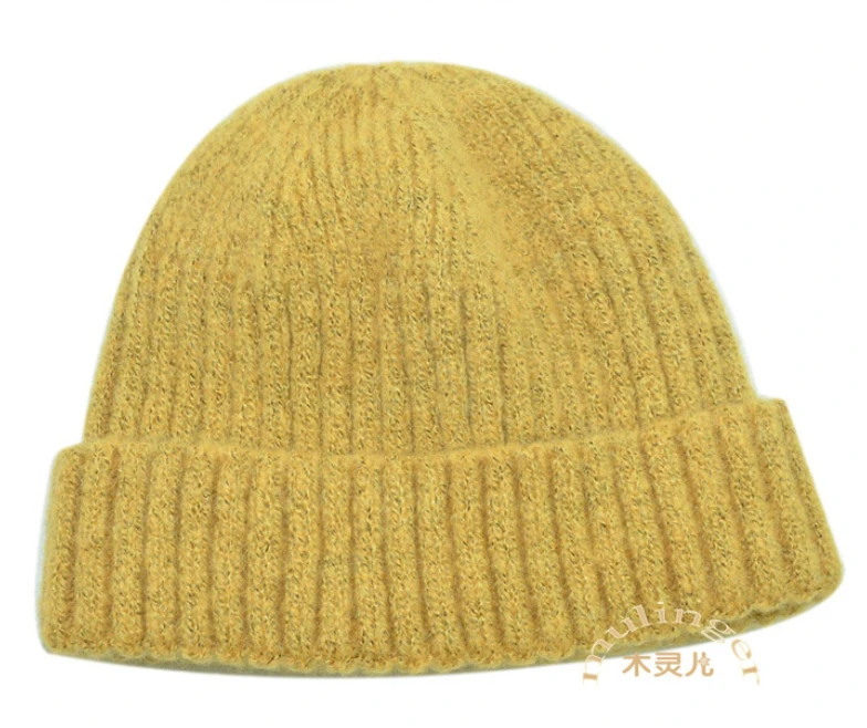 Мужская шерстяная шапка бини зимняя одноцветная вязаная теплая Один размер Спортивная уличная хип-хоп шапка с дизайном «арбуз» Женская шапка унисекс s 5 - Цвет: Цвет: желтый