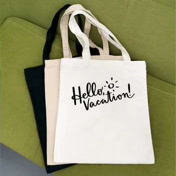 

INS Universe Summer New Women Harajuku Letter Cartoon Print Ulzzang Canvas Vintage Casual Shoulder Bags Hello Vacation Bag Sun