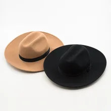 01909-HH8004 Зимняя шерстяная однотонная формальная Шляпа Fedora для мужчин и женщин для отдыха Панама шляпа