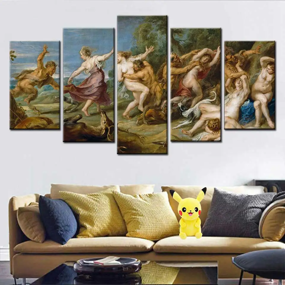 

HD prints 5 panels Rubens Peter Paul Diana and her fairy tale canvas decorative wall art living room pictures