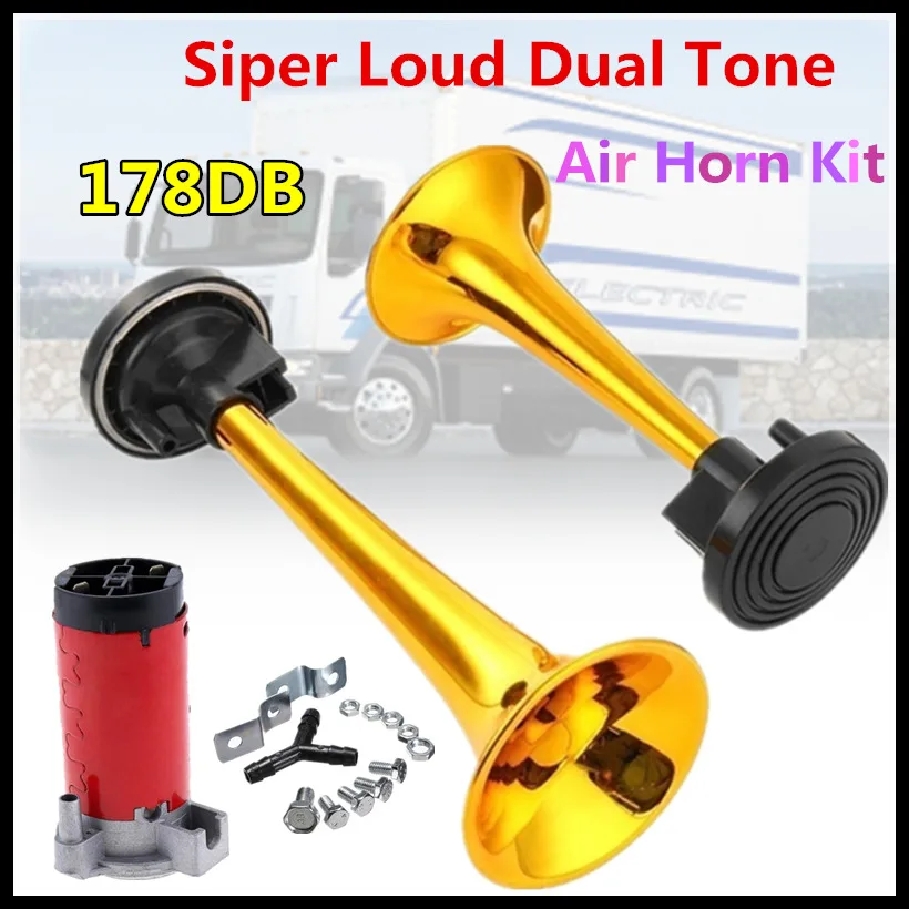 12/24V 178dB Air Horn with Compressor,Super Loud Dual Tone Air Horn Set Trumpet Compressor for Motorcycle Car Boat Truck