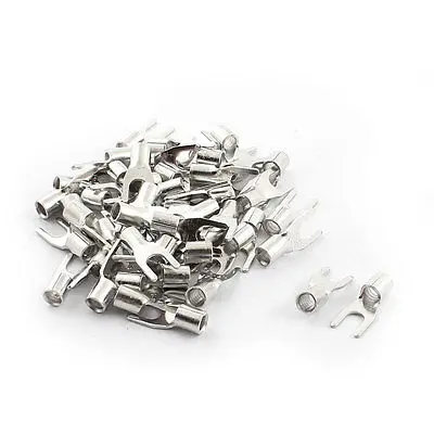 

50pcs SNB5.5-4S Fork Type Non-Insulated Spade Cable Terminals for AWG 12-10