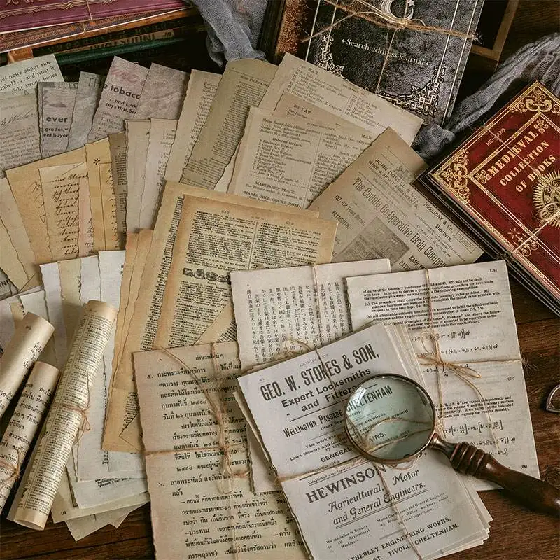 

10 pcs/lot Vintage Manuscript Bullet Journal Material Papers Retro Letter Handbook Primer For Sticker Notebook Wedding Festival