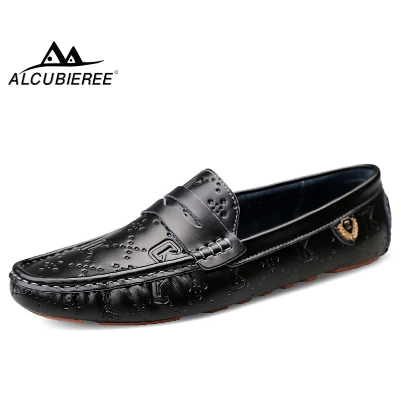 

ALCUBIEREE Brand Italian Handmade Loafers Mens Genuine Leather Formal Shoes Man Luxury Moccasins Mens Slip On Men Driving Shoes