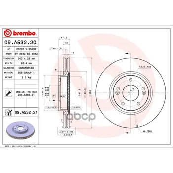 

Disc brake front. Hyundai i30 (FD) 10/07-05/12 / Hyundai i30 (GD) 06/11- / Hyundai i30 Coupe 0 Brembo art. 09.a532.20