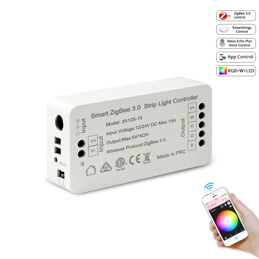 Zemismart Smart Strip Light Driver Zigbee 3.0 Rgbw Led Strip Controller Dc12V 24V Controllo App Funziona Con Echo Plus Smarthings