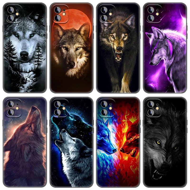 iphone xr card case The Wolf Phone Case For Apple iPhone 13 12 Mini 11 Pro Max XR X XS MAX 6 6S 7 8 Plus 5 5S SE 2020 Black Cover Coque Funda iphone 11 clear case
