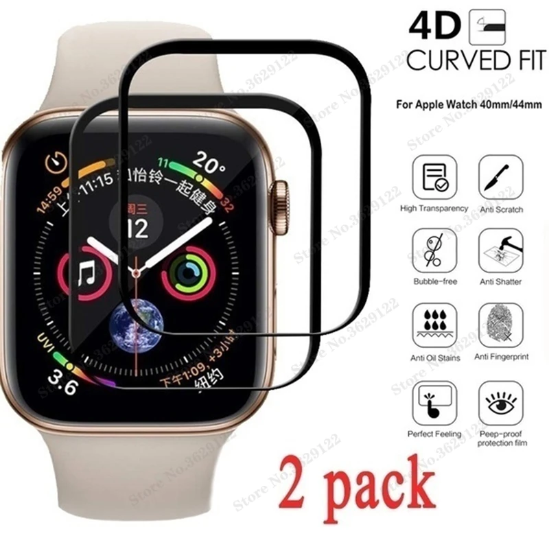 2 шт. полное покрытие изогнутые края Защита экрана для IWatch 44 мм 42 9H анти-отпечатки