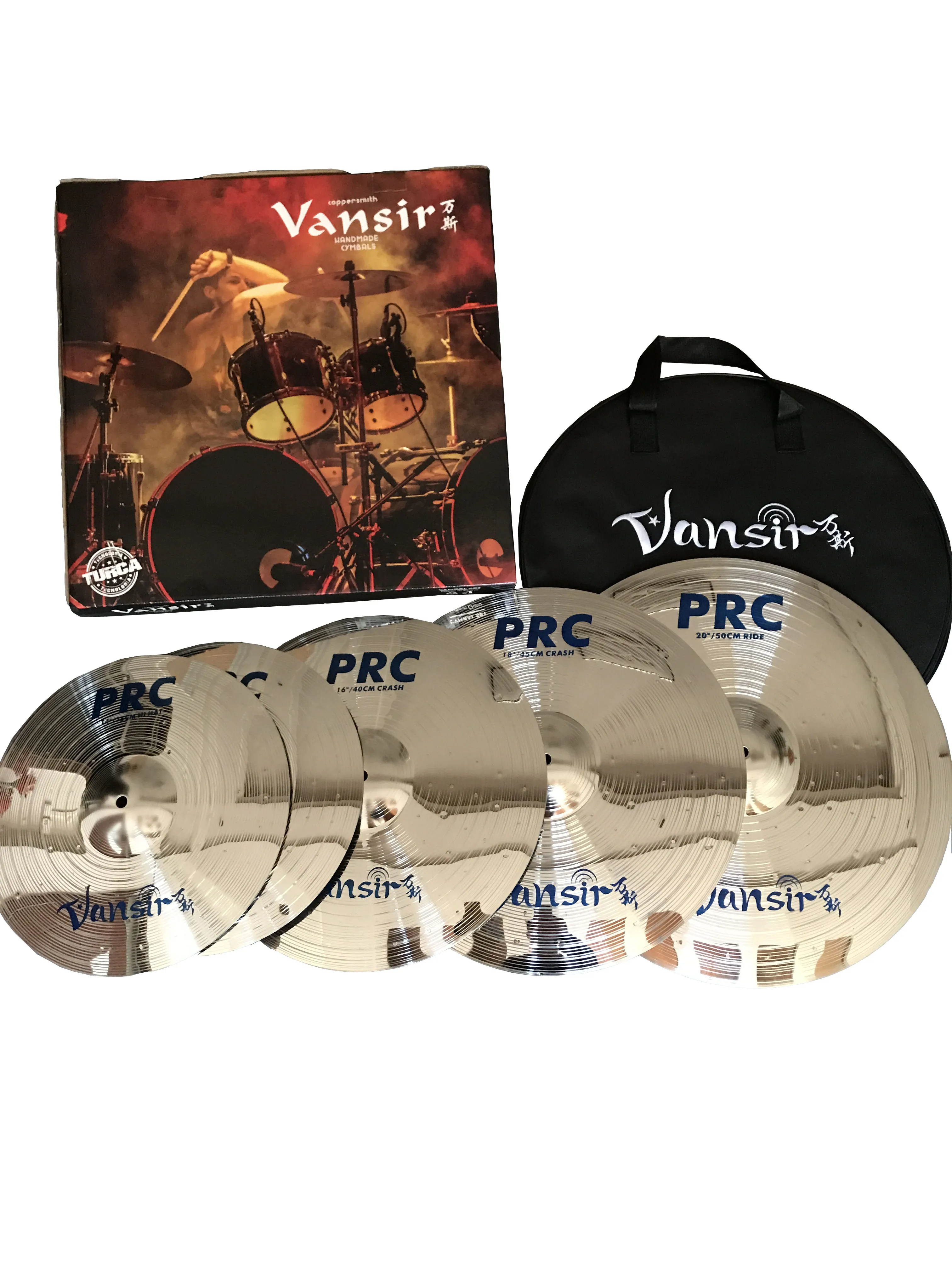 Drum Cymbal Kit Vansir Polishing Alloy Cymbals 14''HH + 16''Crash + 18''Crash + 20''Ride