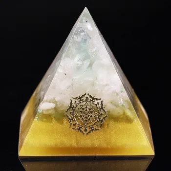 

Orgonite Pyramid Orgone Healing Energy Natural Crystal Fluorite Resin Crafts Growth Wisdom Charm Pyramid Jewelry Bring Chakra