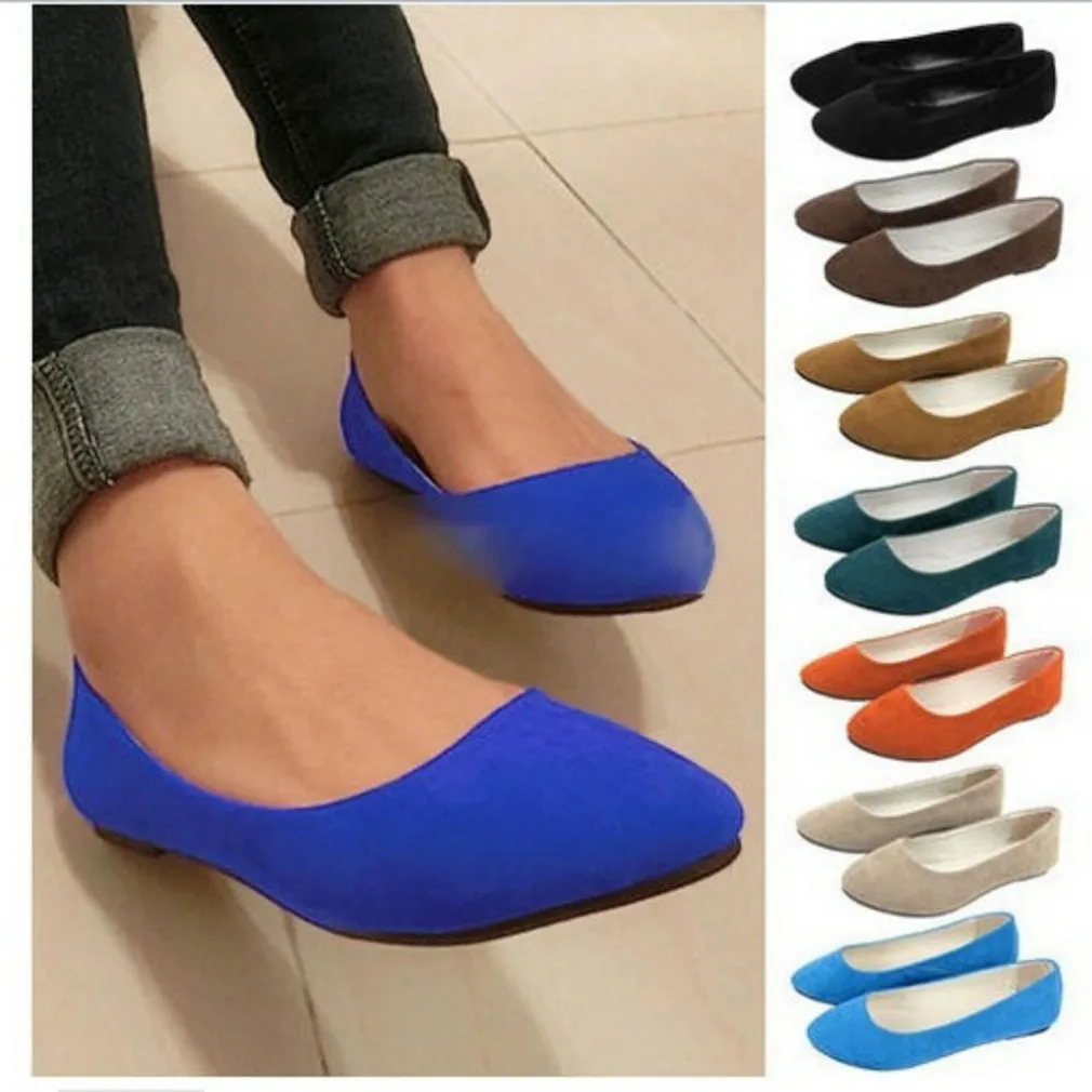 Las mujeres planos de las mujeres resbalón en Los zapatos planos mujer Color caramelo zapatos de barco Zapatos negro mocasines de zapatos de mujer de gamuza pisos de Ballet para trabajar pisos