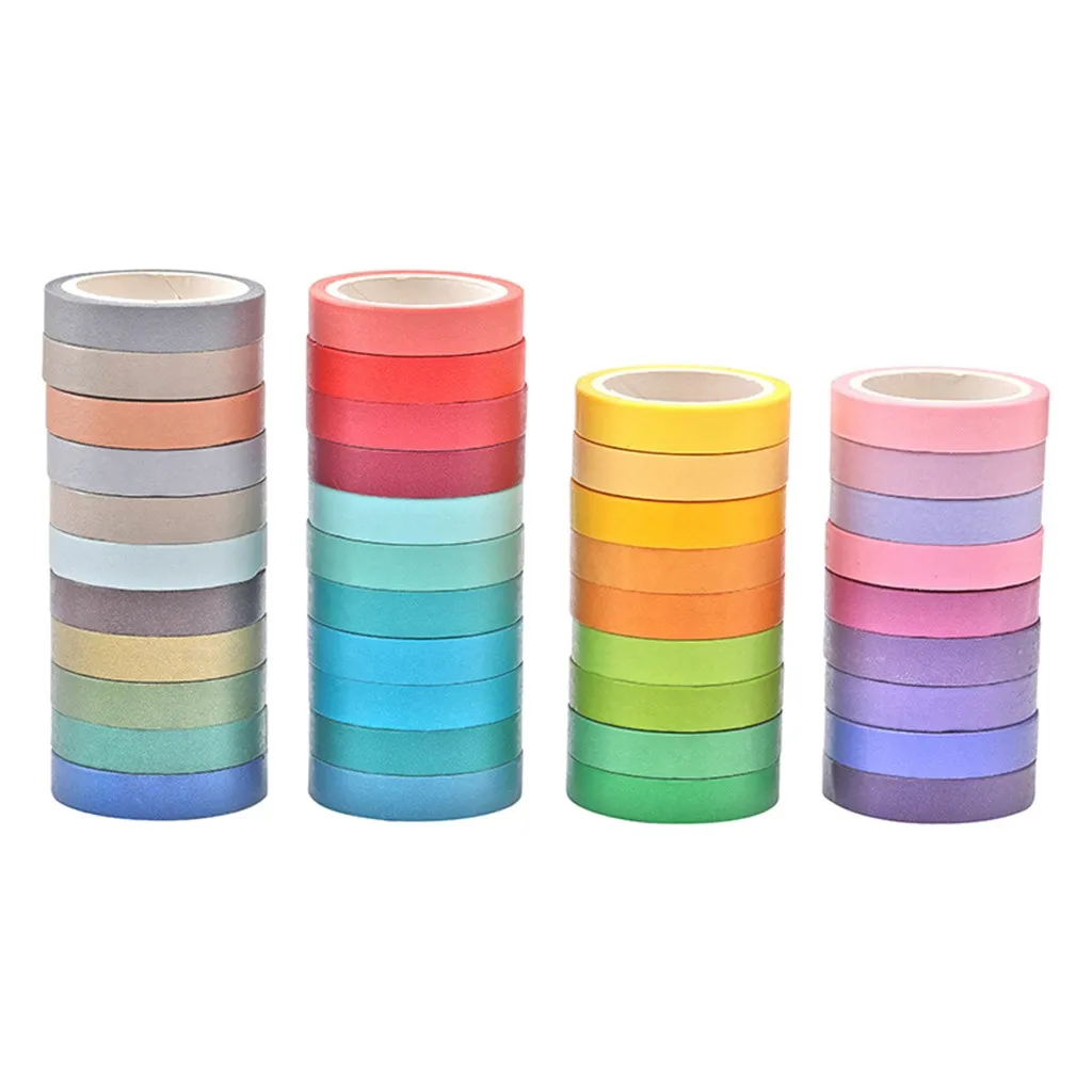 40 Rolls Washi Tape Set Rainbow Sticker Decorative Masking Tape for DIY Crafts candy-colored rainbow tape Multicolor colors