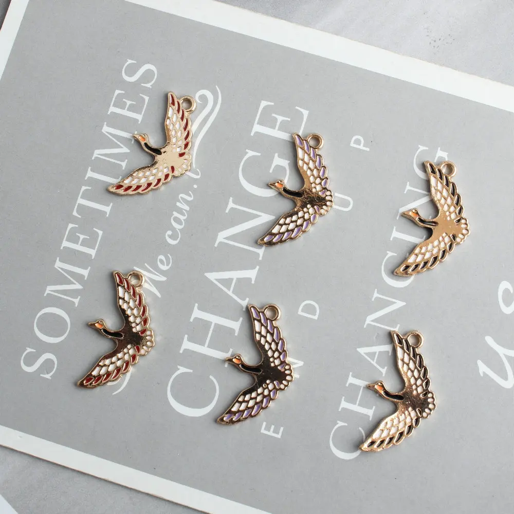 

50 шт./лот дикая гусиная птица, размер 26*14 мм, подвеска из сплава с эмалью, аксессуары «сделай сам», ожерелье, браслет, головной убор